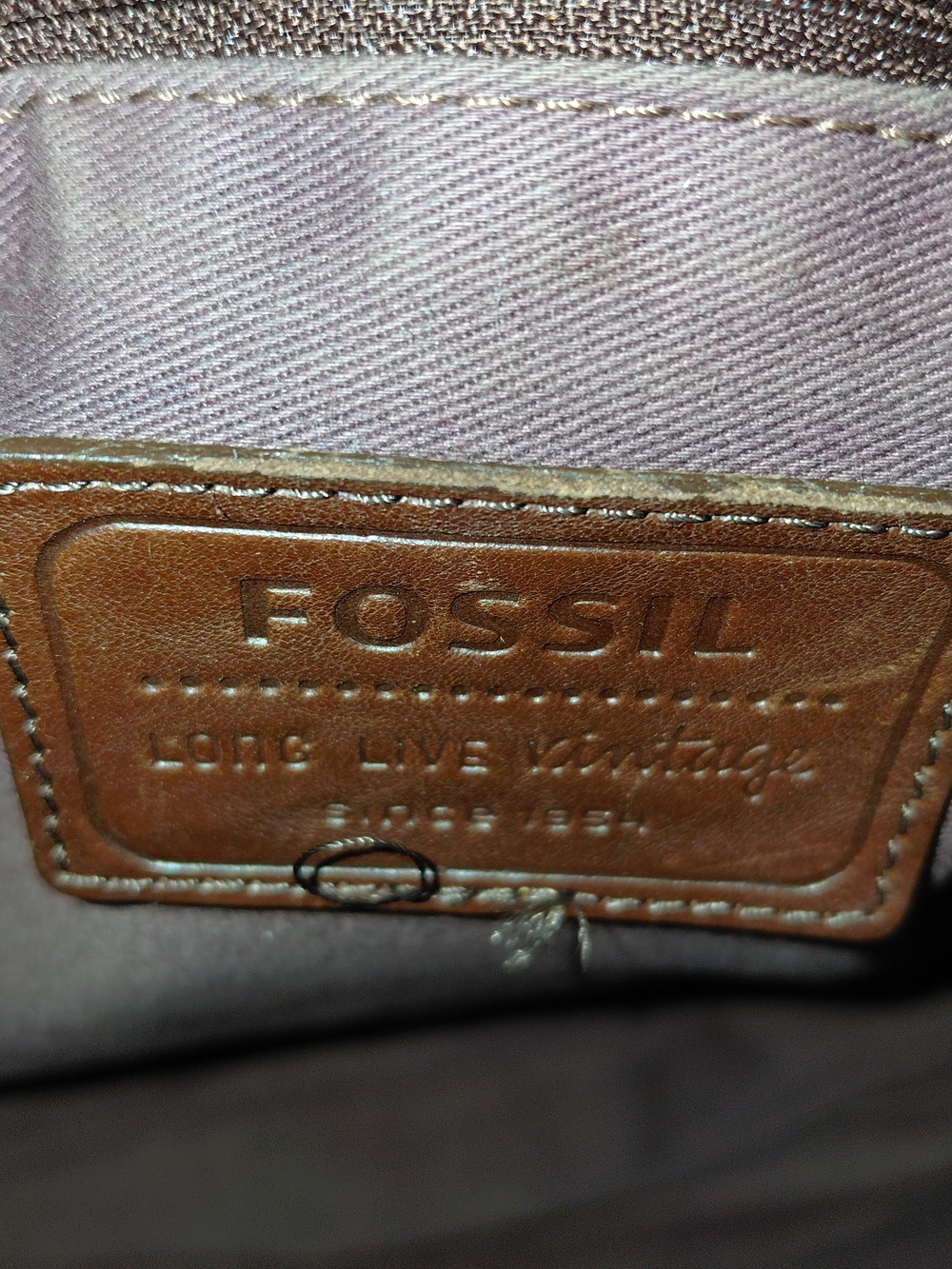 Fossil Distressed Brown Leather Shoulder Bag with Brass Accents - Picture 6 of 8